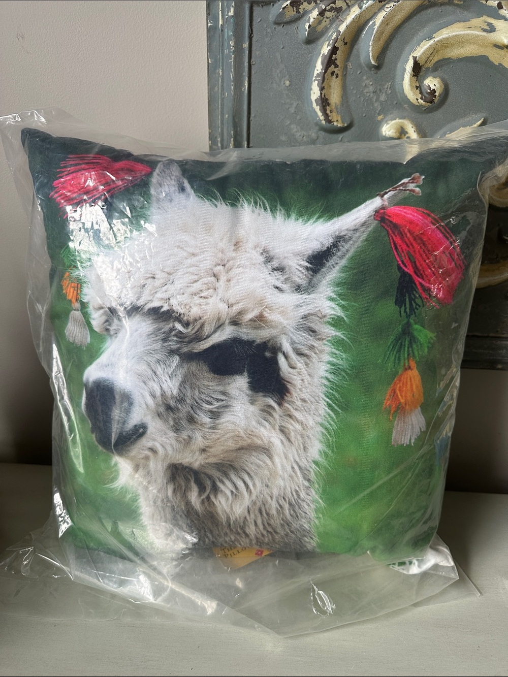 Llama throw pillow candle hand towel
